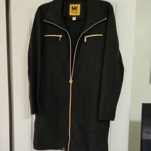 Michael Kors Black Trench Coat with Gold Accents